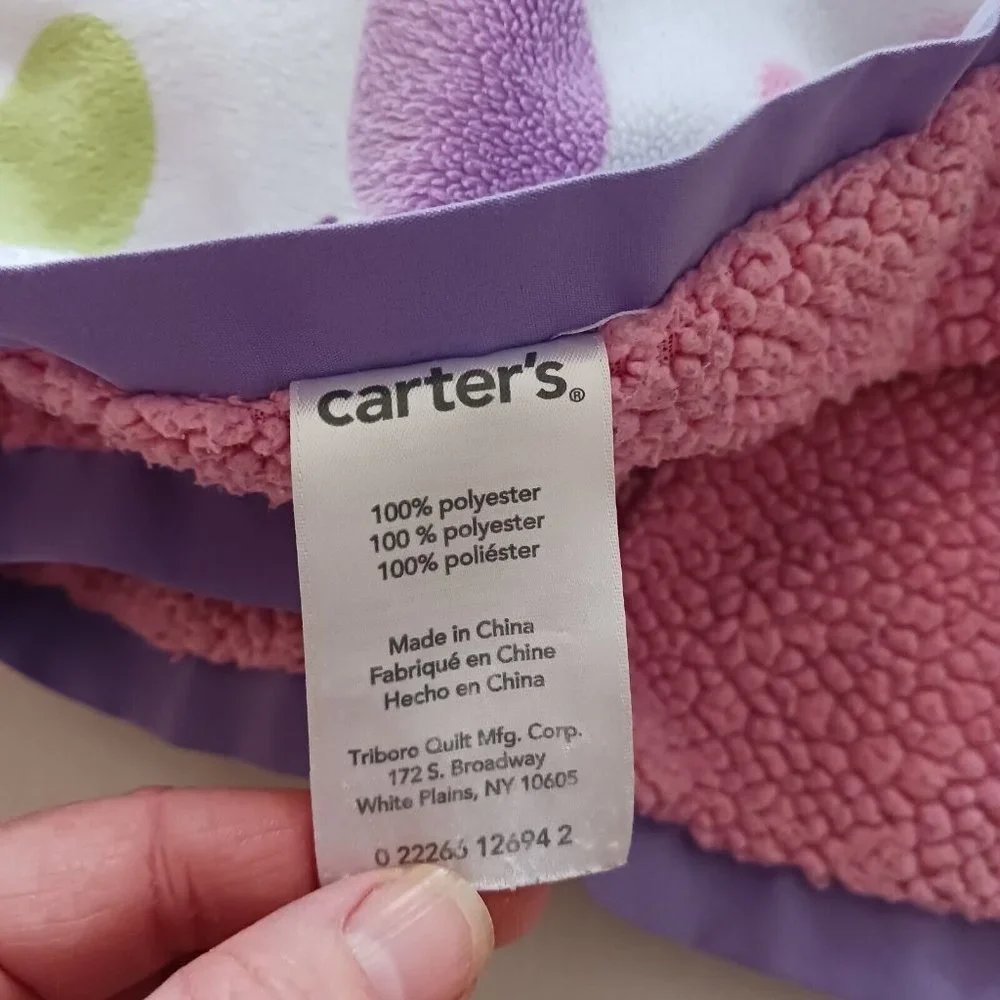 CARTER'S COZY SECURITY BABY BLANKET LOVEY POLKA DOT‎ PURPLE PINK 30 x 40